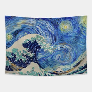 The Great Wave x Starry Night - Hokusai x Van Gogh Tapestry