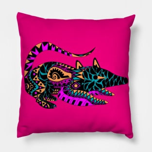 opossum zarigueya in mariachi colors ecopop Pillow