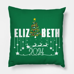 Elizabeth Christmas Cute 2023 Family Women's Christmas Elizabeth Holiday Pillow