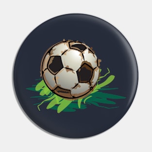 Football Soccer Ball on Grass Pin