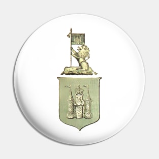 Coat of Arms with Lion and Medieval Castle Pin