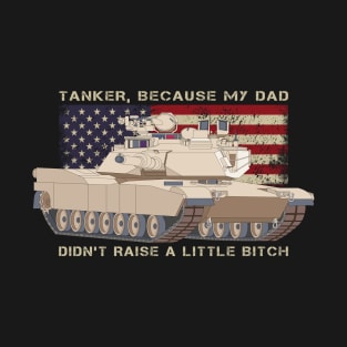 M1A2 Abrams Tank Funny Dad Patriotic American Tanker Vintage American Flag Gift T-Shirt