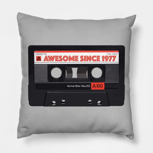 Classic Cassette Tape Mixtape - Awesome Since 1977 Birthday Gift Pillow by DankFutura