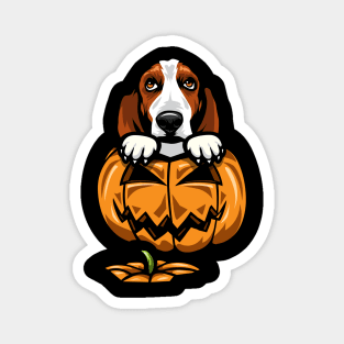 Halloween Basset Hound Pumpkin Magnet