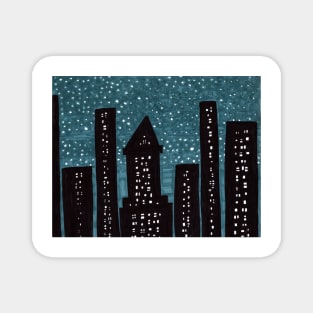 Snowy Night In New York City Magnet