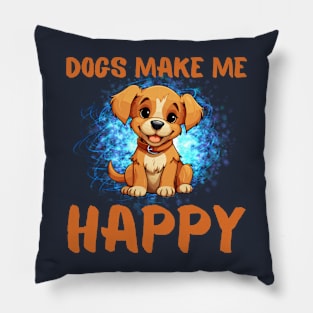 Cute pet lovers Dogs Make me Happy Good vibes Frit-Tees Pillow