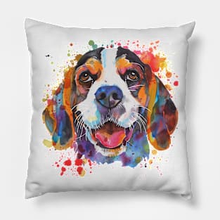 Beagle Water Color Pop Art for Dog Lover Pillow