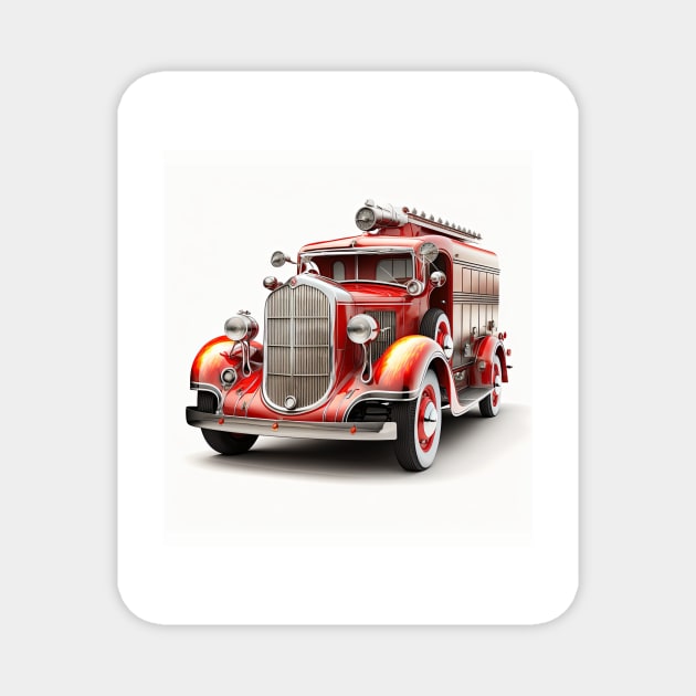 Art Deco Fire Truck Magnet by TheArtfulAI