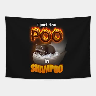 I Put the Poo in Shampoo - raccoon word art Tapestry