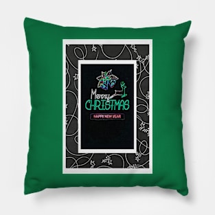 Chalkboard Holly Neon Christmas Pillow
