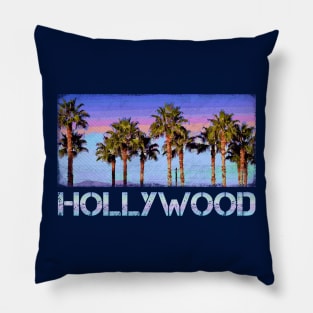 Hollywood, California Palm Trees - Cool Retro '80s pastel design Pillow