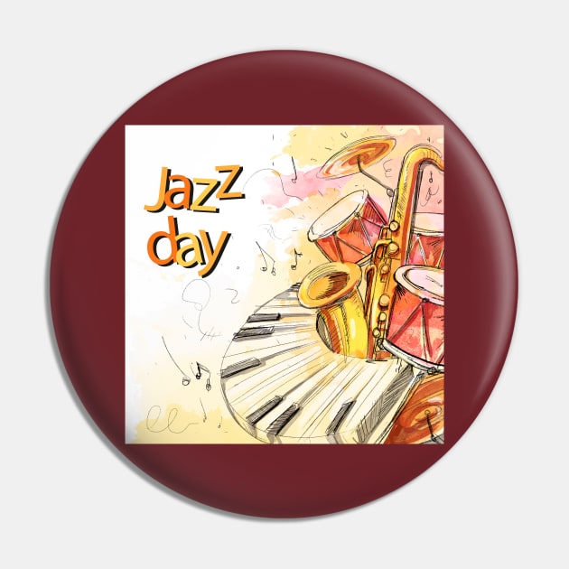 Jazz Day Music instrument Pin by Mako Design 