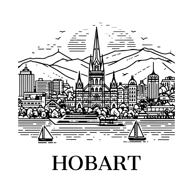 hobart line art illustration by art poo