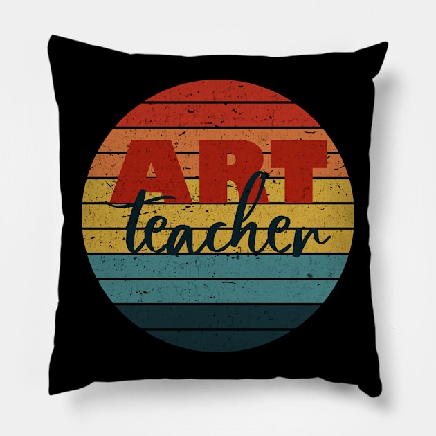 Favorite Art Teacher Rainbow Retro Grunge Pillow by Heartsake