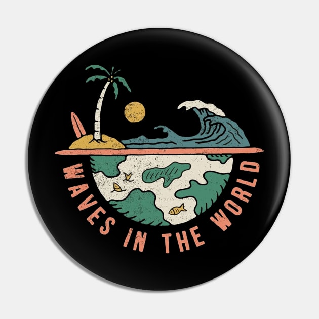 Waves in The World Pin by LogoBunch