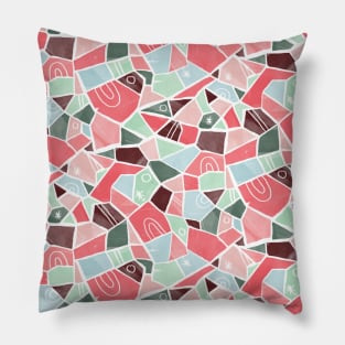 Coral and Mint Solid Shapes Pillow