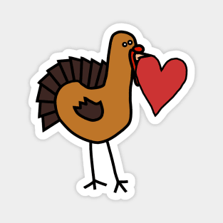 Thanksgiving Turkey With Red Heart Valentine on Valentines Day Magnet