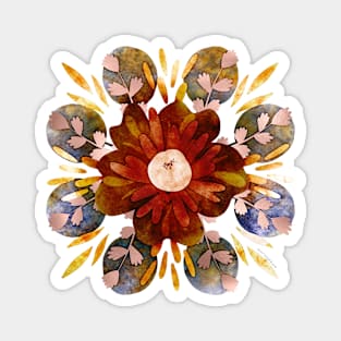 Harvest Moons Floral Mandala Negative Painting Magnet