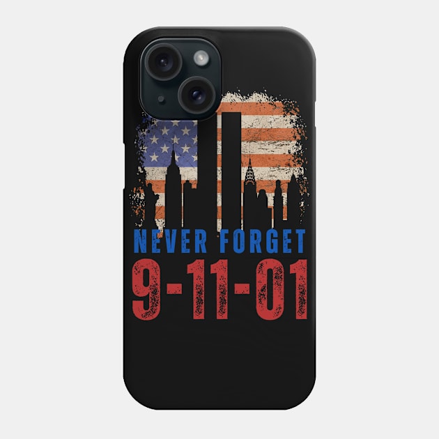 retro Never Forget 911 New York World Trade center Anniversary Phone Case by Shean Fritts 