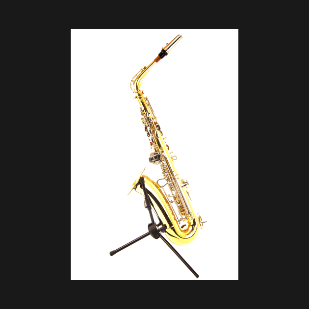 Saxophone On Stand White Background by tommysphotos