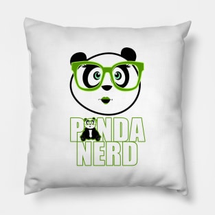 Panda Nerd Girl - Green Pillow