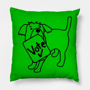 Backprint Cute Dog says Vote Outline Pillow