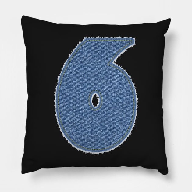 Number Six Blue Denim Pillow by jngraphs