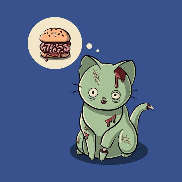 Zombie Cat Can Haz Brain Burger? by SJayneDesign