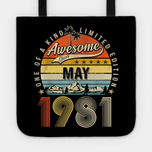 Awesome Since May 1981 Vintage 42nd Birthday Tote