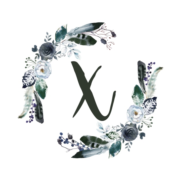 Floral Monogram X Dark Bohemian Flora by floralmonogram