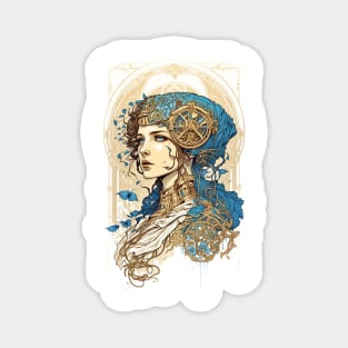 Steampunk Golden Woman 3 - A fusion of old and new technology Magnet