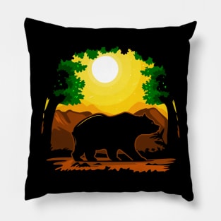 The bear is walking in the forest at night Pillow