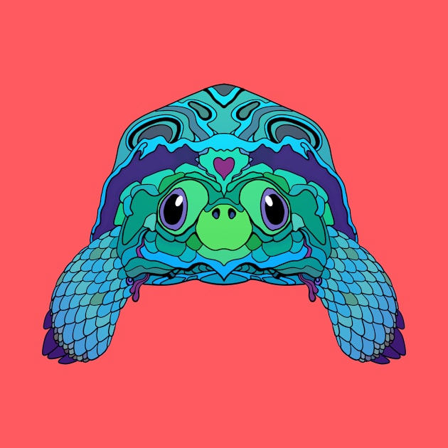Happy Tortoise in Teal by Persnickety Dirigible