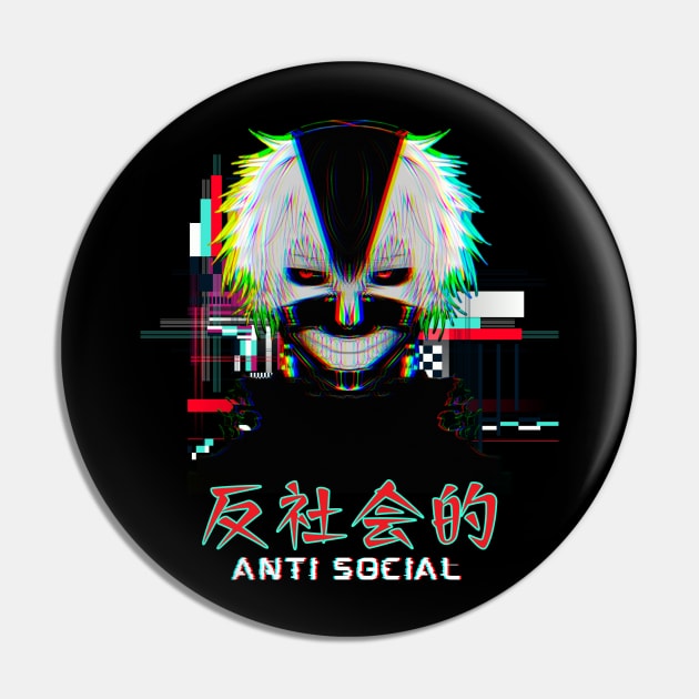 Anime Vaporwave Antisocial Ghoul Pin by Sugoi Otaku Gifts