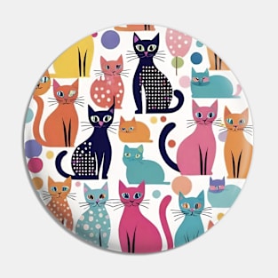 Colorful Cat Medley: A Whiskered Symphony in Patterns Pin