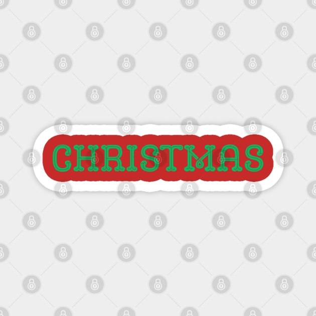Green CHRISTMAS Lettering on Black Minimal Festive Holiday Aesthetic Magnet by Creatifly Graphic Tees