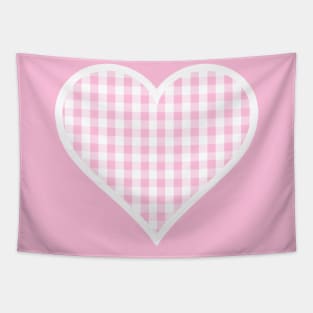 Soft Pink Gingham Heart Tapestry