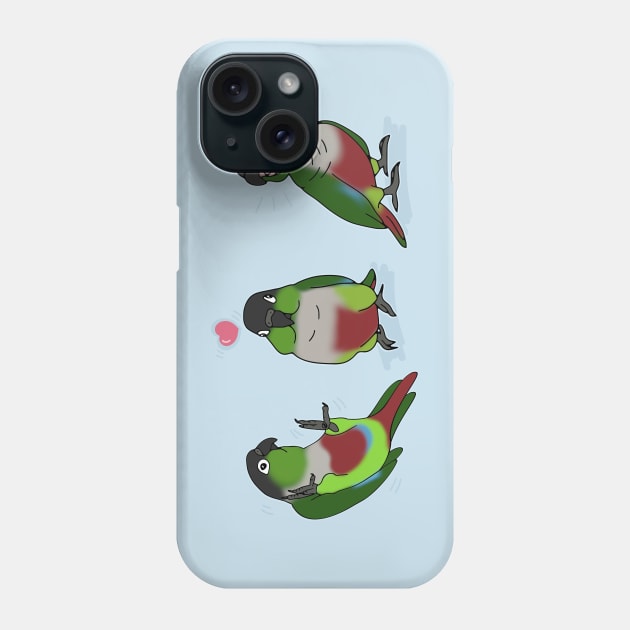 Three Green Cheeked Conure doodles Phone Case by FandomizedRose