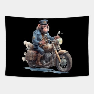 Monkey Biker Retro Motorcycle Tapestry