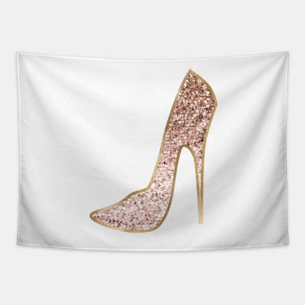 Shoe - rose gold glitter Tapestry by RoseAesthetic