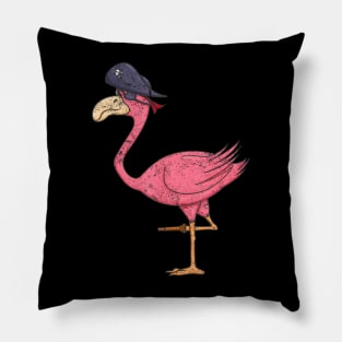 Pirate Pink Flamingo With Eyepatch Halloween Pillow