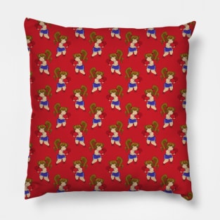 Little Boxing Girl Red Pattern Pillow