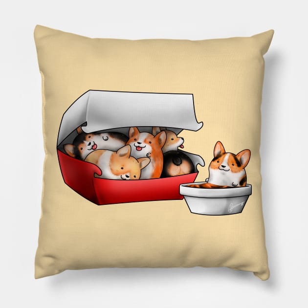 Corgi Nuggets Pillow by Akiraj