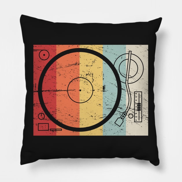 Retro Vintage Vinyl Record Player Turntable Pillow by MeatMan