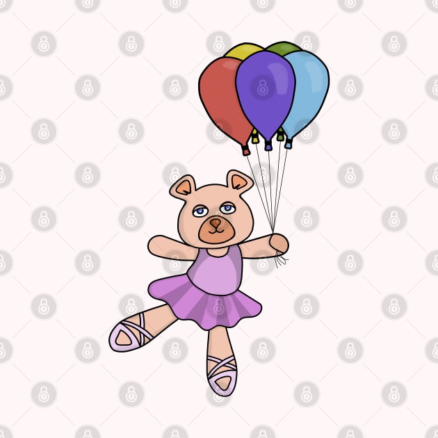 A little ballerina bear holding colorful balloons by DiegoCarvalho