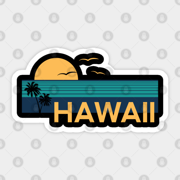 Hawaii Art Surf Beach Vintage Hawaiian Beach Maui Island Retro Honolulu Flower - Kids - Sticker