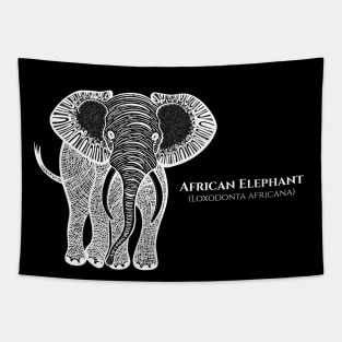 African Elephant with Common and Scientific Names - animal design Tapestry