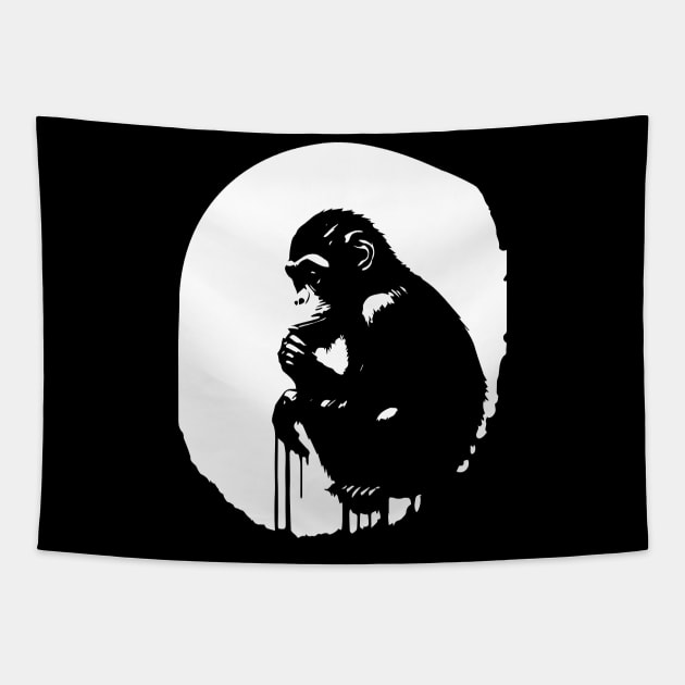 monkey thinking Tapestry by lkn