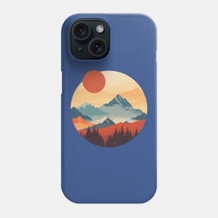 Foggy Sunrise Red sun Flat Style Layered Nature Spirit Phone Case