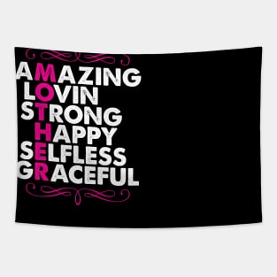 'Amazing-Loving-Strong Mother Shirt' Mother's Day Gift Tapestry